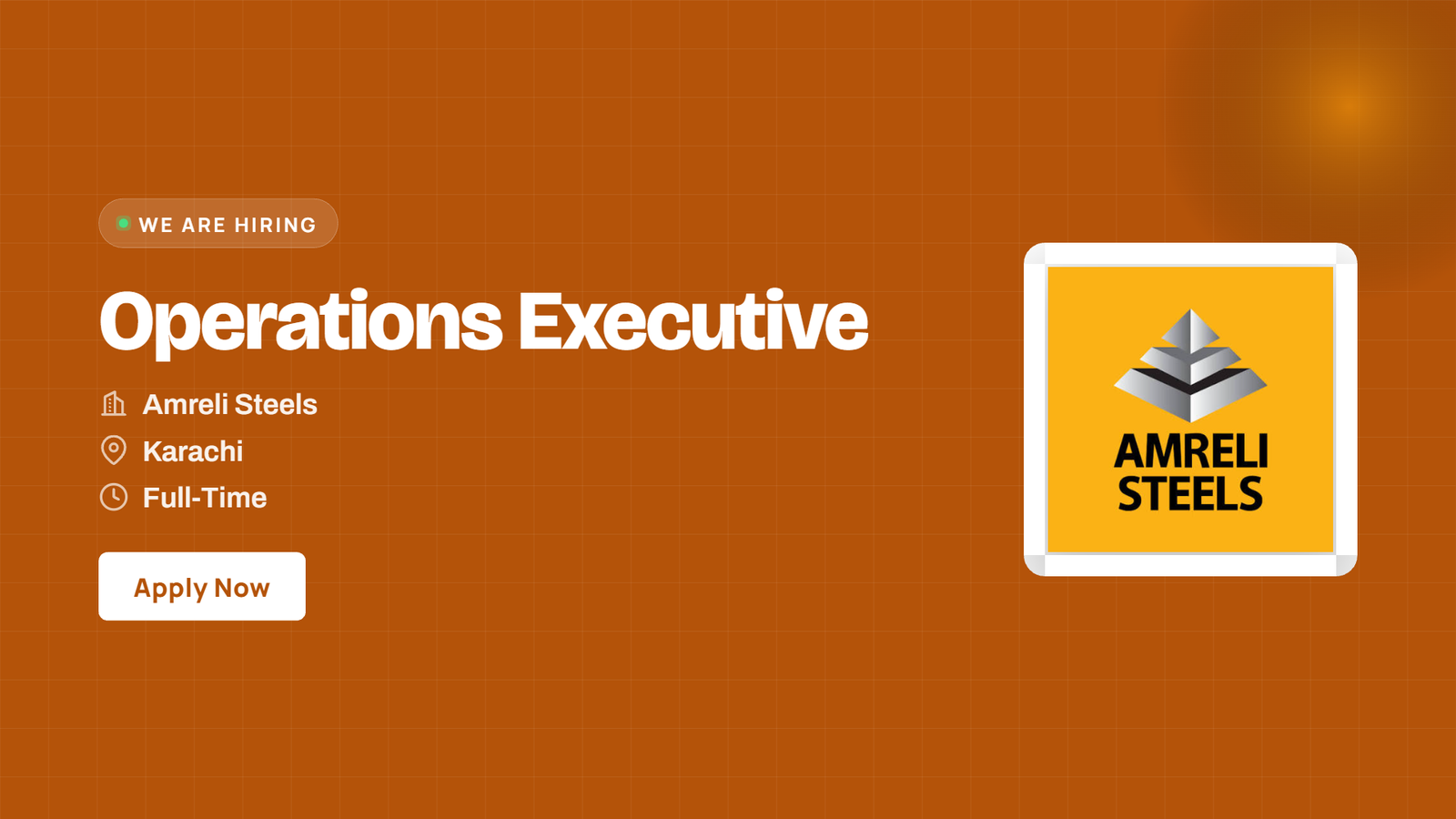 Amreli Steels Jobs 2026 - Operations Executive in Karachi