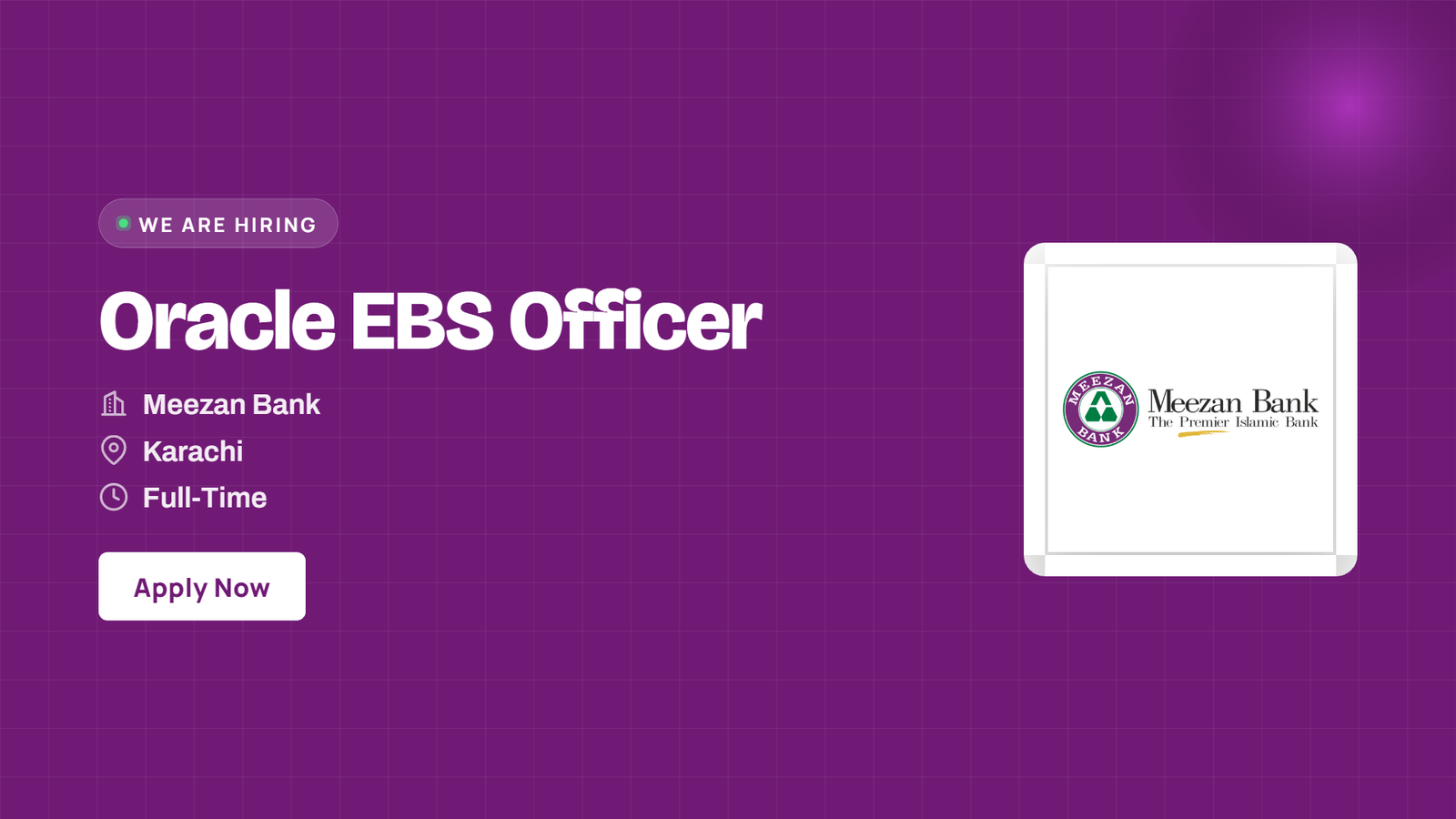 Meezan Bank Jobs 2026 - Oracle EBS Officer in Karachi