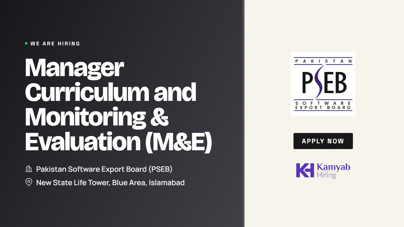 PSEB Jobs 2026 - Manager Curriculum and Monitoring & Evaluation (M&E) in Islamabad