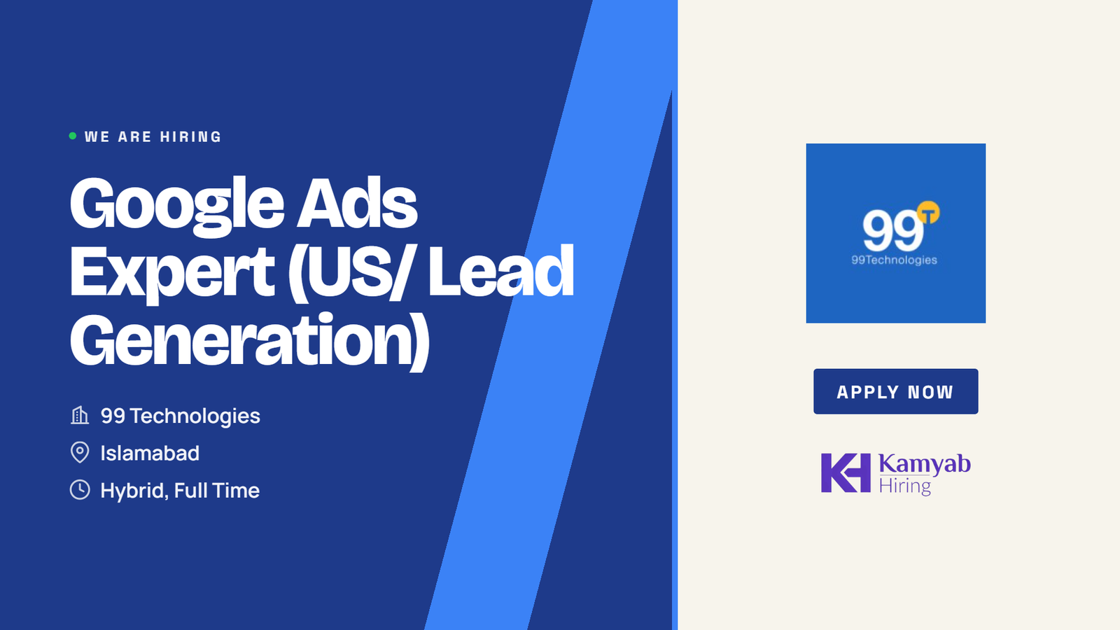 99 Technologies Jobs 2026 - Google Ads Expert in Islamabad
