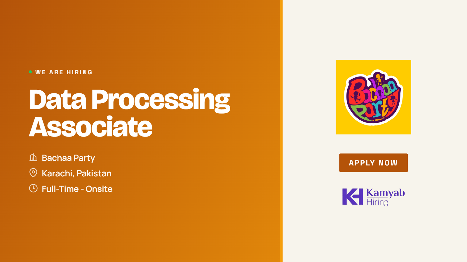 Bachaa Party Jobs 2026 - Data Processing Associate in Karachi