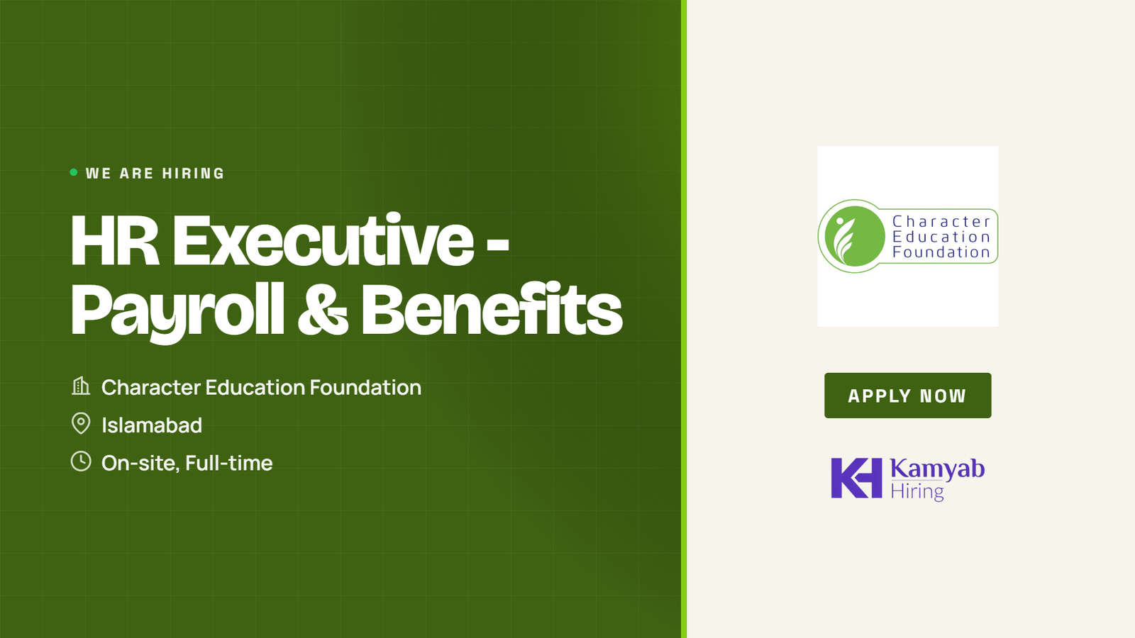 Character Education Foundation Jobs 2026 - HR Executive Payroll & Benefits in Islamabad