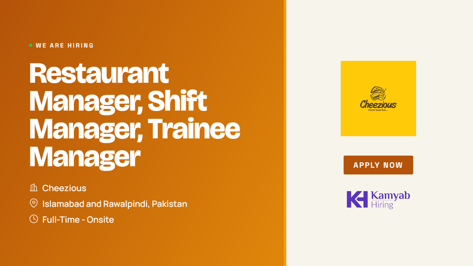 Cheezious Jobs 2026 - Operations Team Roles in Islamabad and Rawalpindi