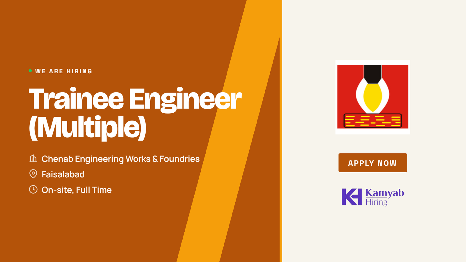 Chenab Engineering Jobs 2026 - Trainee Engineer in Faisalabad