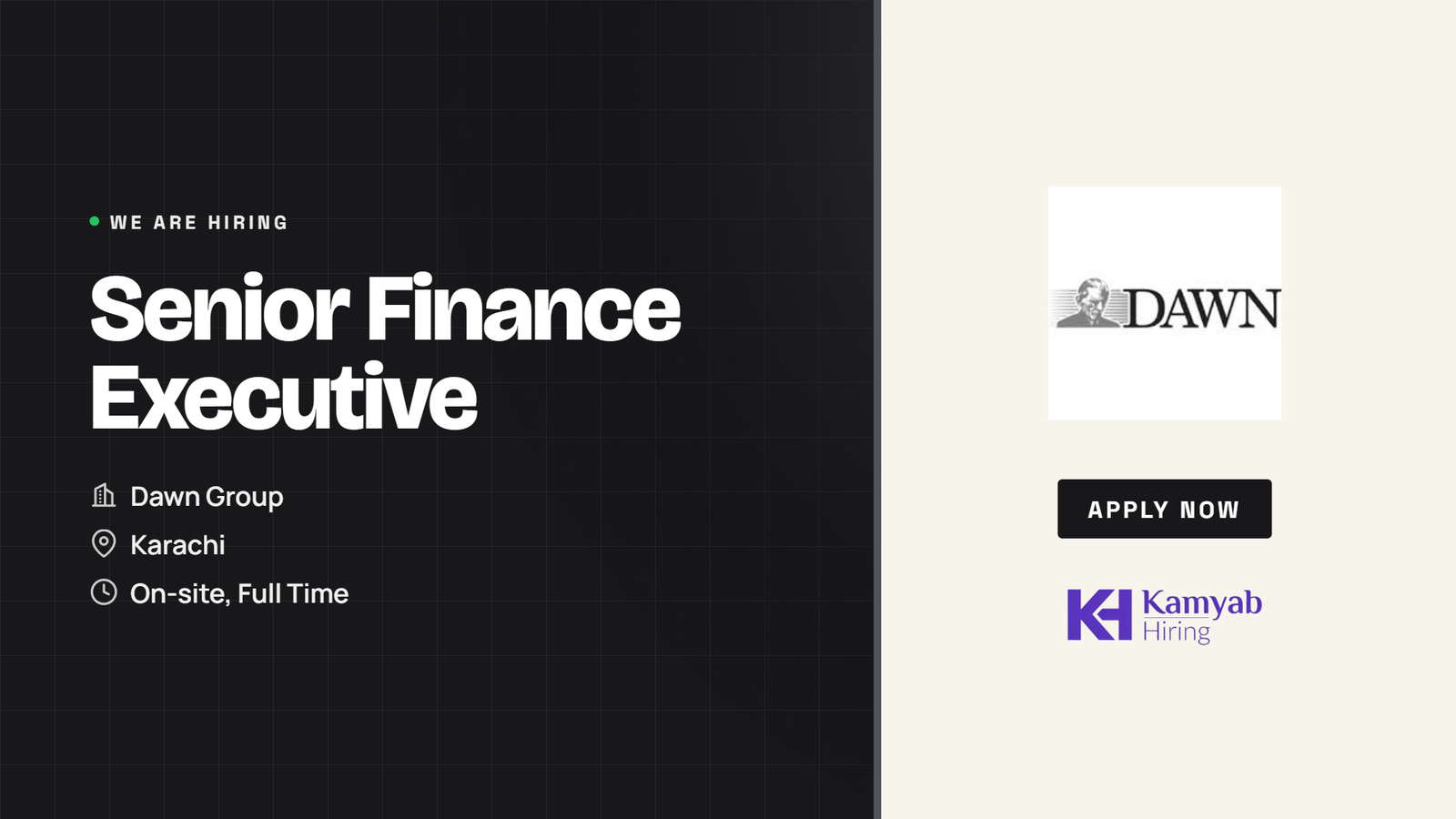 Dawn Group Jobs 2026 - Senior Finance Executive in Karachi
