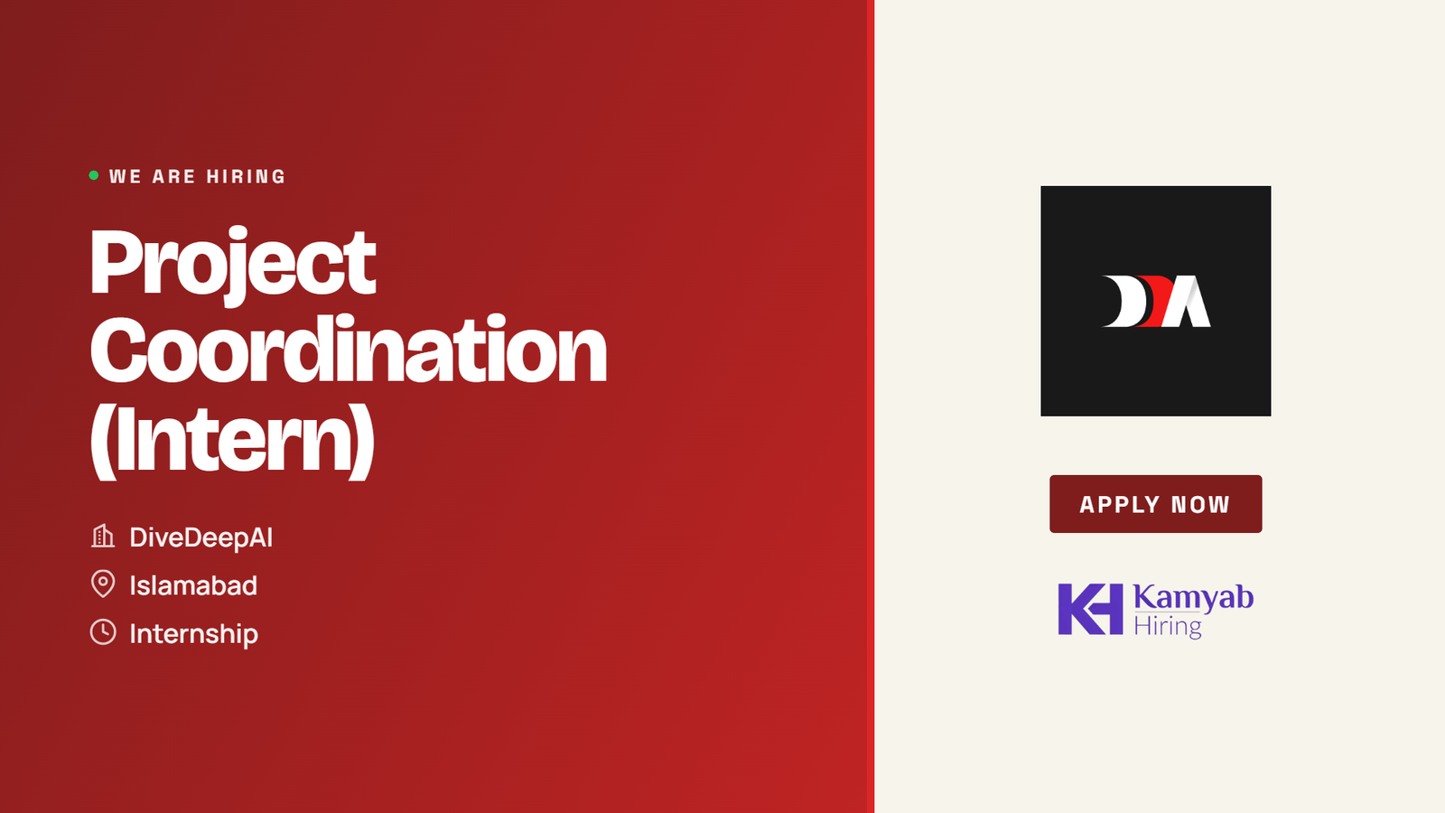 DiveDeepAI Jobs 2026 - Project Coordination Intern in Islamabad