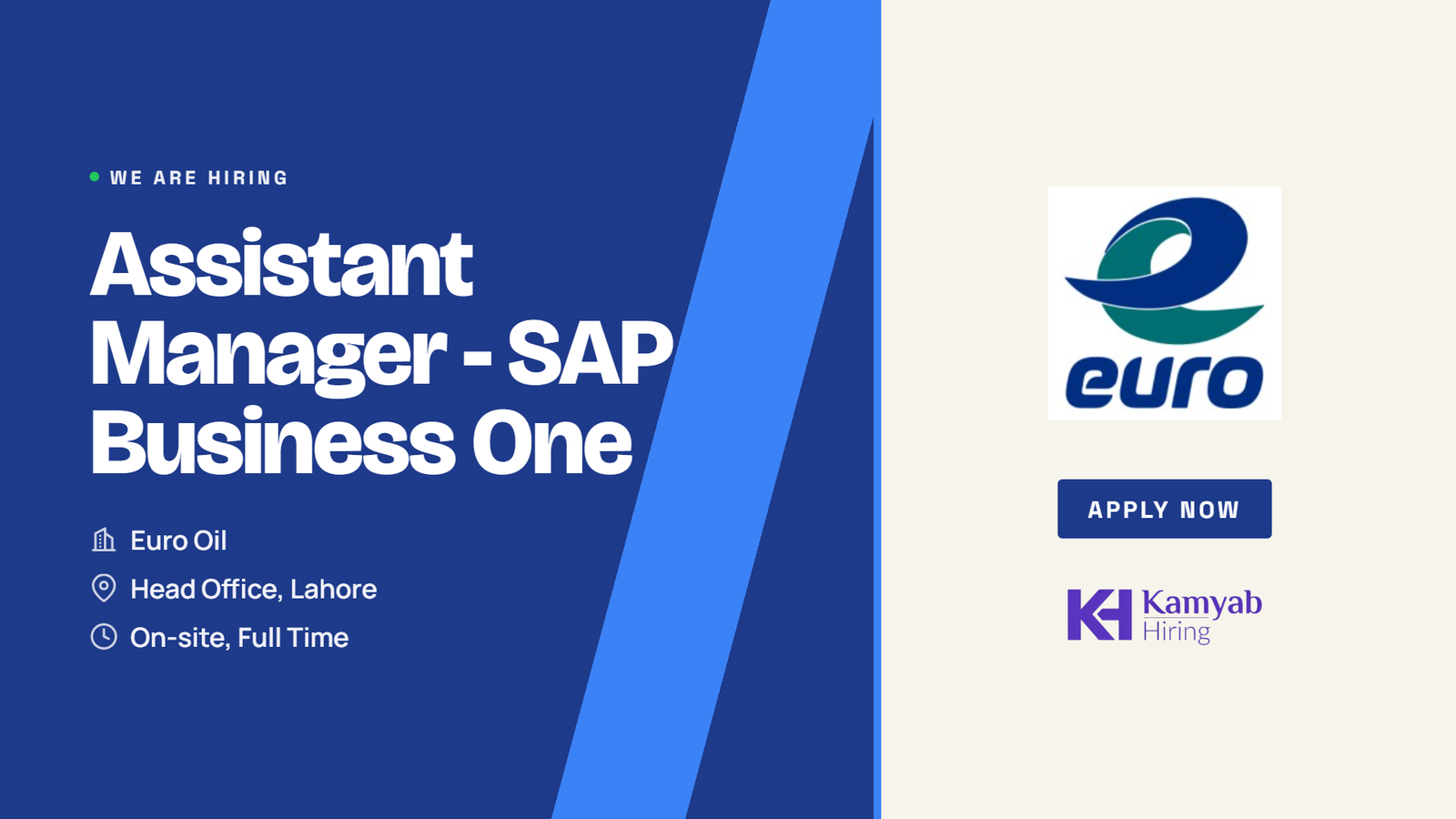 Euro Oil Jobs 2026 - Assistant Manager SAP Business One in Lahore