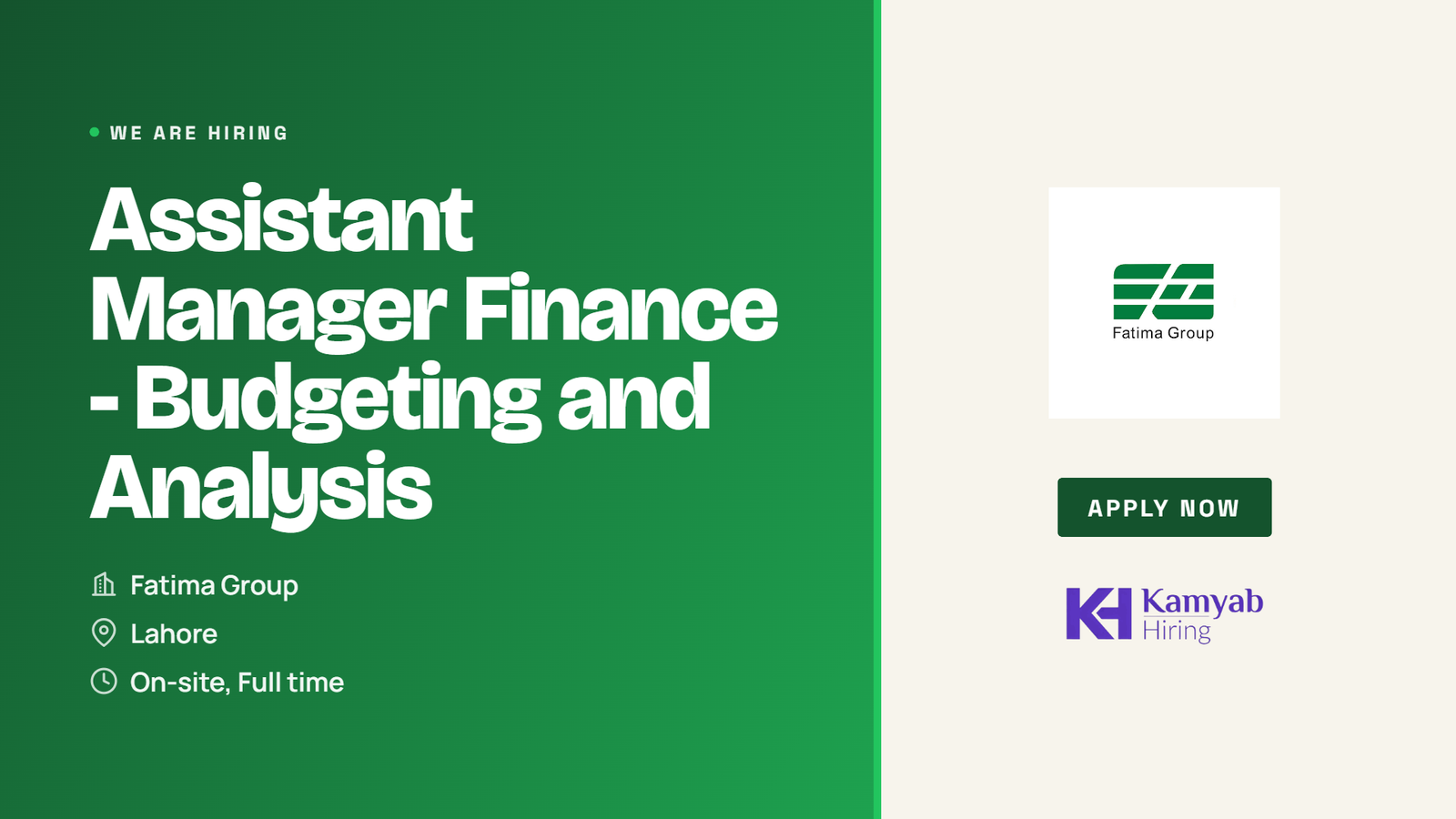 Fatima Group Jobs 2026 - Assistant Manager Finance in Lahore