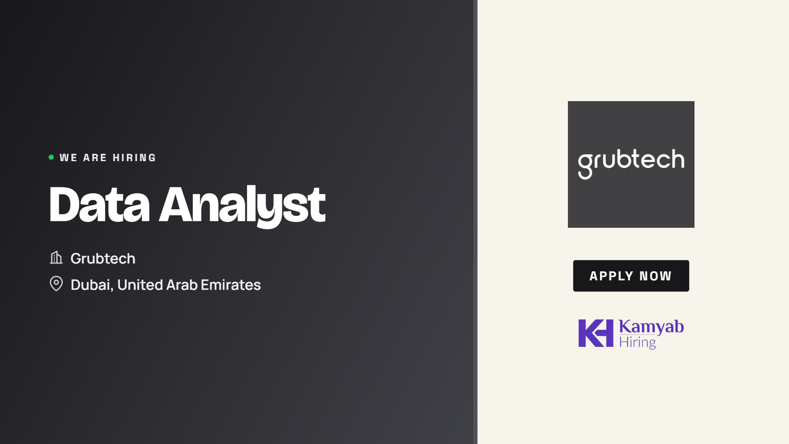 Grubtech Jobs 2026 - Data Analyst Entry Level