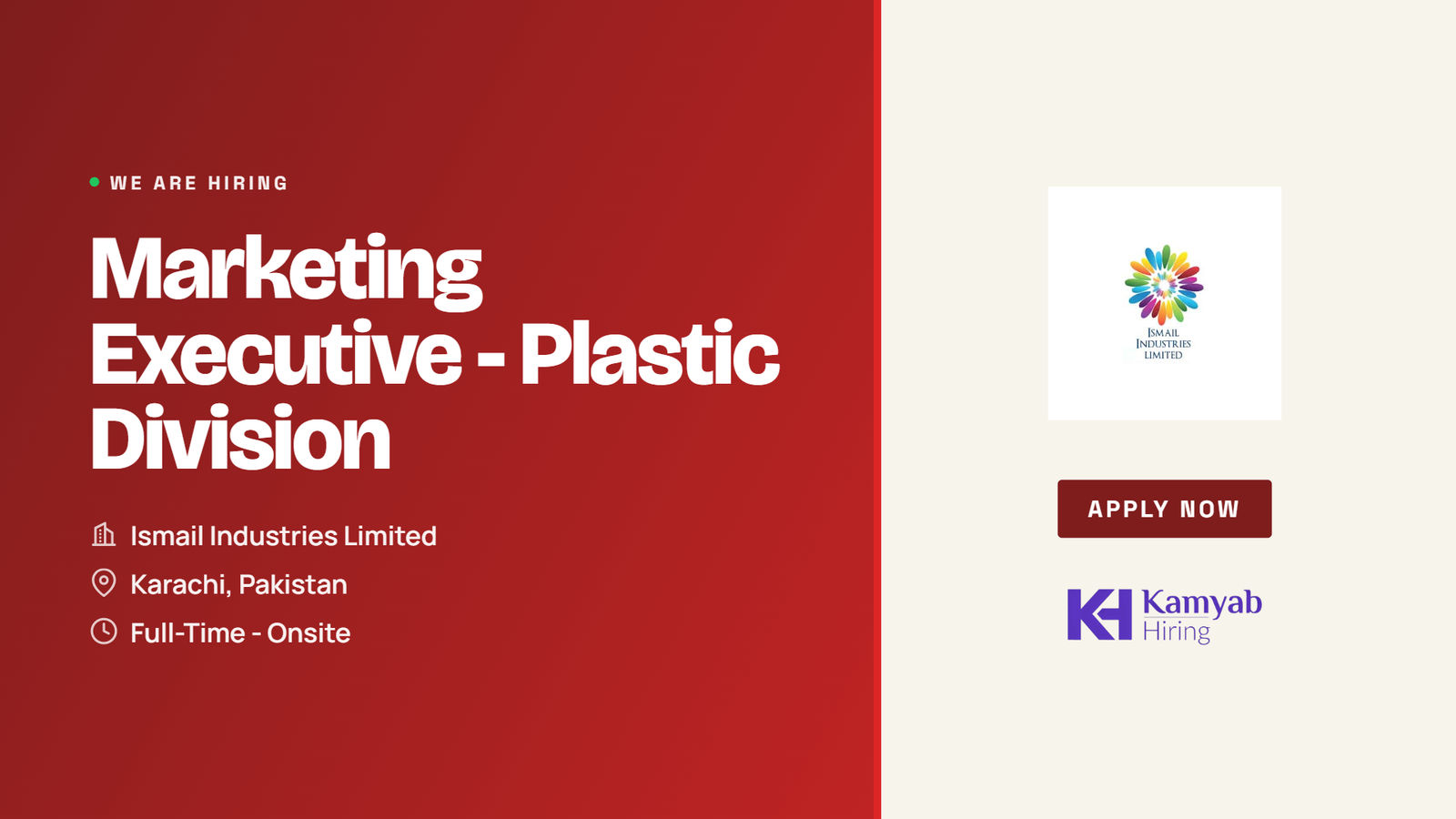 Ismail Industries Jobs 2026 - Marketing Executive in Karachi