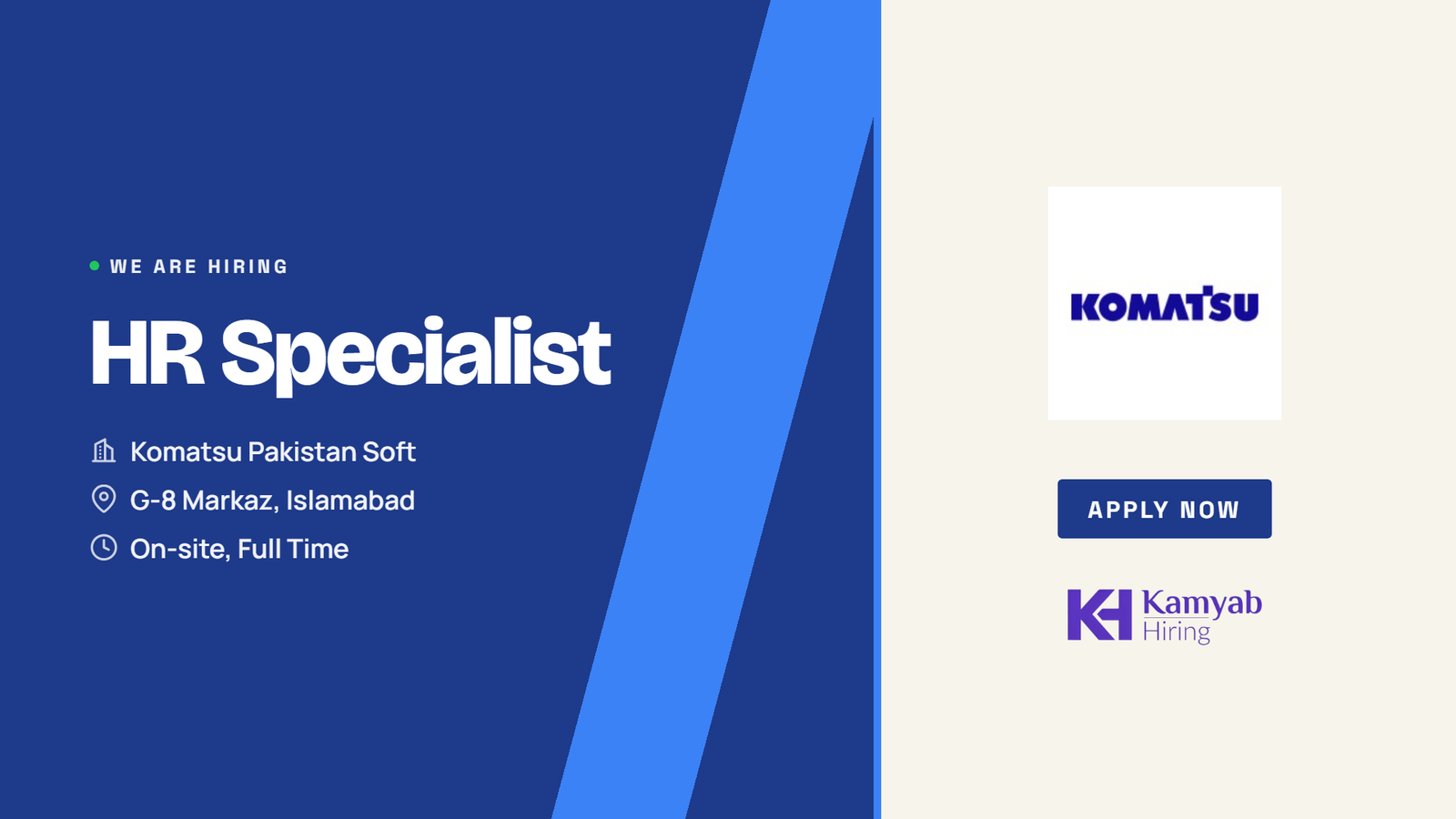 Komatsu Pakistan Soft Jobs 2026 - HR Specialist in Islamabad