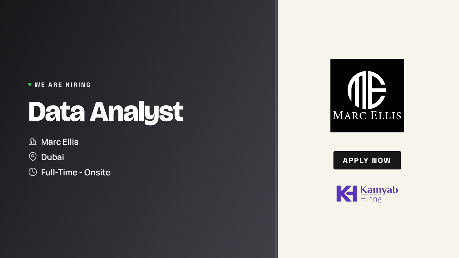 Marc Ellis Jobs 2026 - Data Analyst in Dubai, UAE