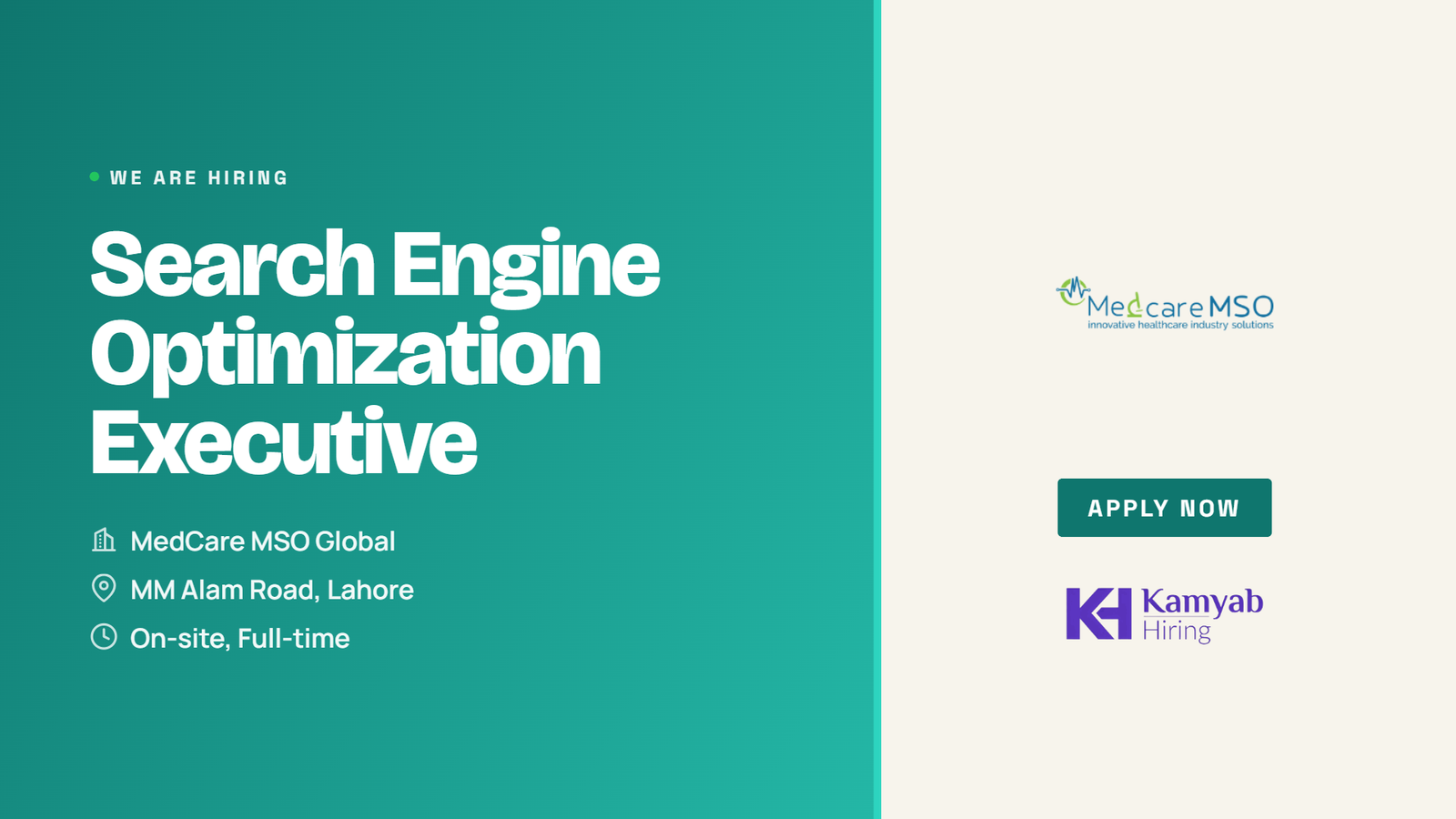 MedCare MSO Global Jobs 2026 - SEO Executive in Lahore