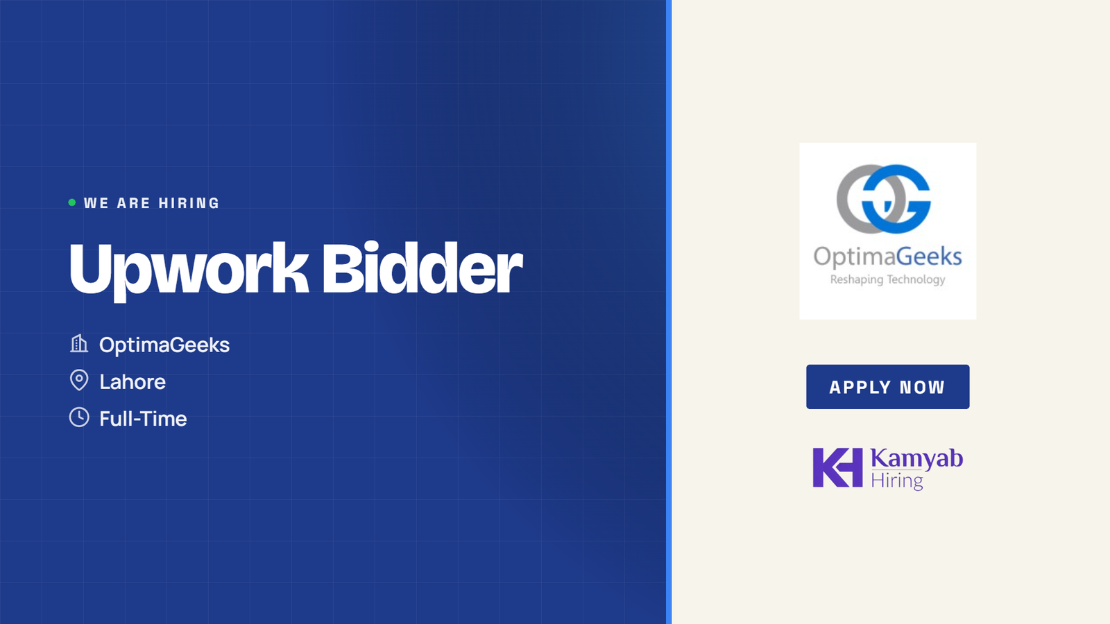 OptimaGeeks Jobs 2026 - Upwork Bidder in Lahore