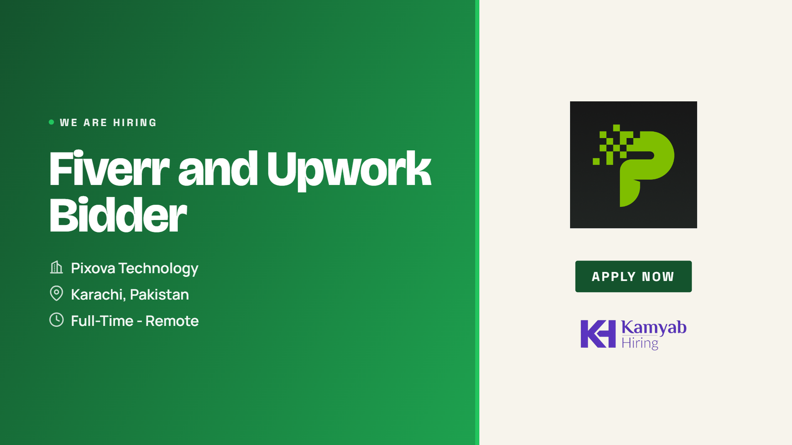 Pixova Technology Jobs 2026 - Fiverr and Upwork Bidder (Remote)