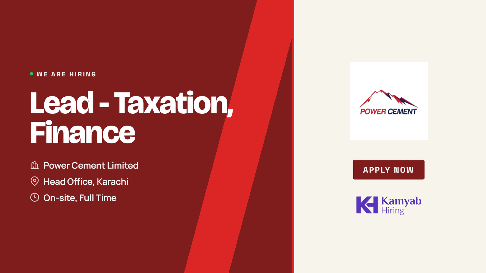 Power Cement Jobs 2026 - Lead Taxation in Karachi