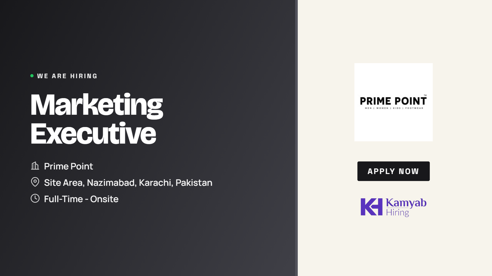 Prime Point Jobs 2026 - Marketing Executive in Karachi
