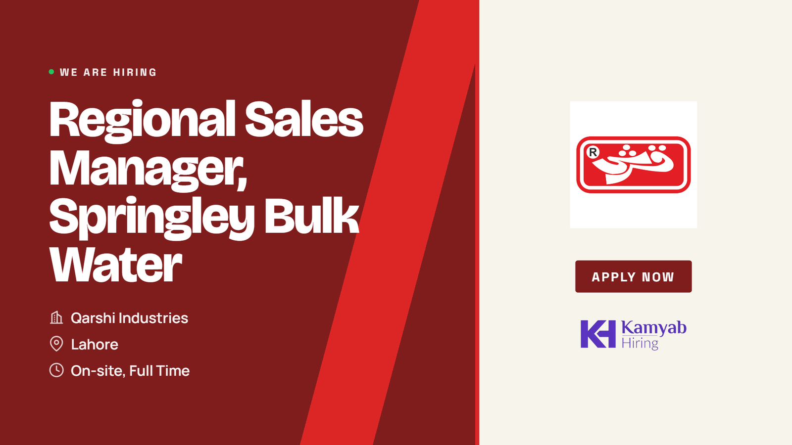 Qarshi Jobs 2026 - Regional Sales Manager Springley Bulk Water in Lahore