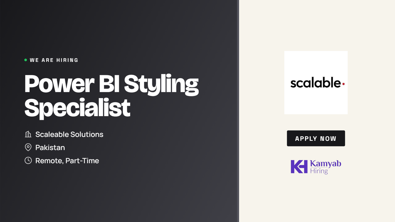 Scaleable Solutions Jobs 2026 - Power BI Styling Specialist (Part-Time, Remote)