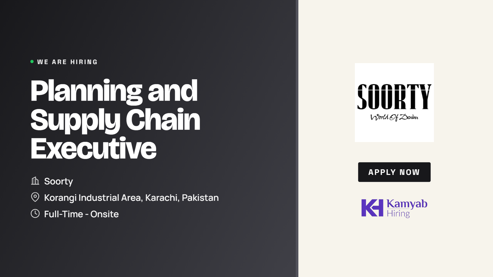 Soorty Jobs 2026 - Planning and Supply Chain Executive in Karachi