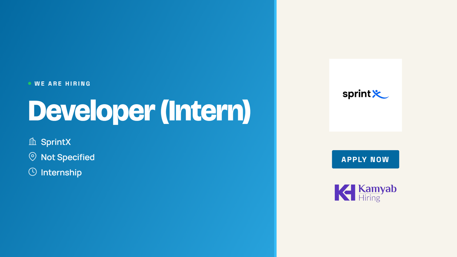 SprintX Jobs 2026 - Developer (Paid Internship)